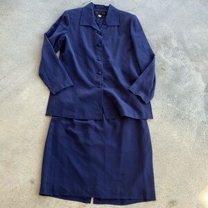 Patrick Collection Navy Silk Two Piece Skirt Set, 10P